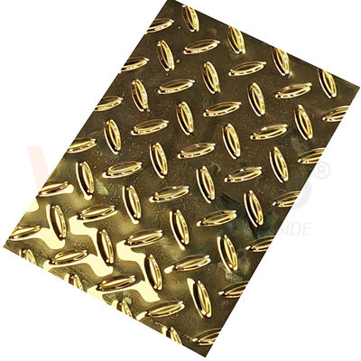 Kalite  Rice Grain Diamond Embossed Stainless Steel Sheet Anti Skid Plate With Titanium Gold Color Fabrika