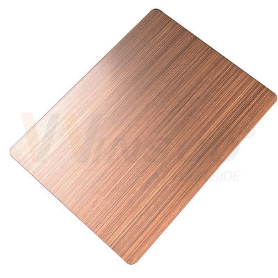 1500mmx3000mm Dekoratif Paslanmaz Çelik Sac El Kararmış Fırçalanmış Kırmızı Bronz