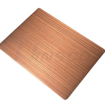 1500mmx3000mm Dekoratif Paslanmaz Çelik Sac El Kararmış Fırçalanmış Kırmızı Bronz