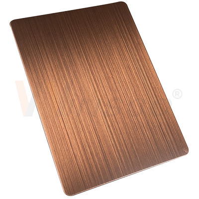 1500mmx3000mm Dekoratif Paslanmaz Çelik Sac El Kararmış Fırçalanmış Kırmızı Bronz