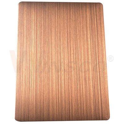 1500mmx3000mm Dekoratif Paslanmaz Çelik Sac El Kararmış Fırçalanmış Kırmızı Bronz