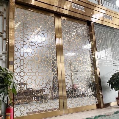 Temperli Camlı PVD Renkli Paslanmaz Çelik Ekran Bölme Oturma Odası Bölücü