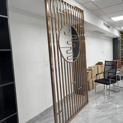 Dekoratif 1250mm Paslanmaz Çelik Ekran Bölme Lazer Kesim Otel Restoran Metal Oda Bölücü