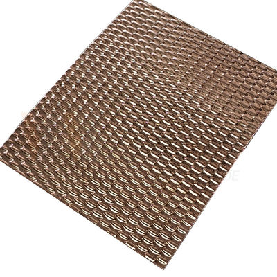Rose Gold PVD Renkli AISI 201 304 316 Ayna 5WL Şekli Kabartmalı Paslanmaz Çelik Sac
