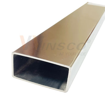Dekoratif TUBO DİKDÖRTGEN BRILLANTE PARLAKLI 600 C-304 X 6 METROS Paslanmaz Çelik Inox Yassı Boru