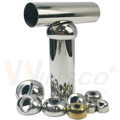 201/304 Stainless Steel Railing Ball Top Support with Socket, Perforated Handrail Ball