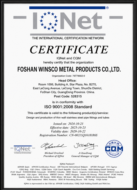 Çin (GuangDong)Foshan Winsco Metal Products Co., Ltd. Sertifikalar